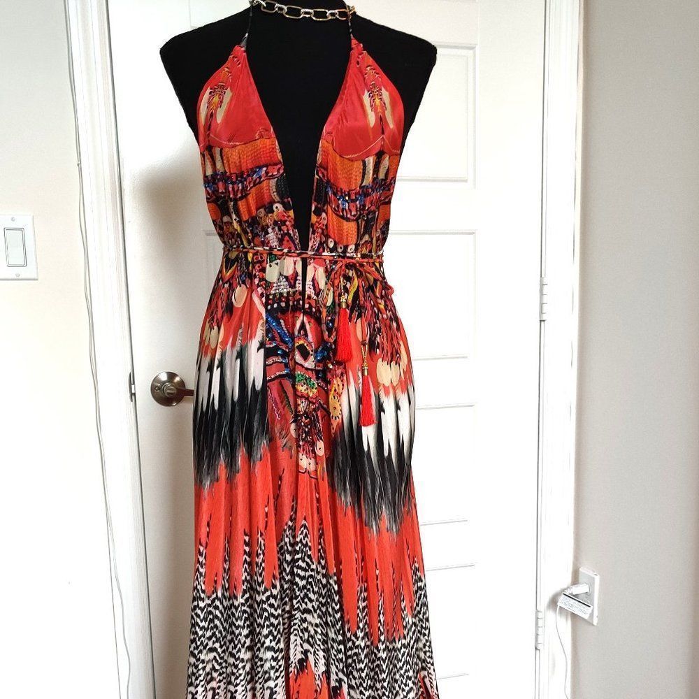 Shahida Parides Maxi dress feathers print